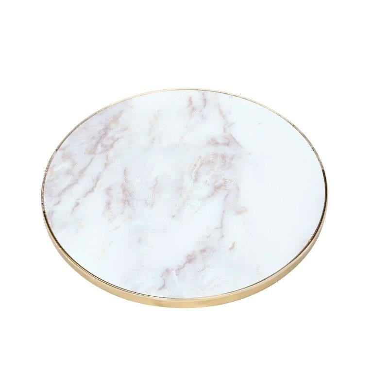 Round Gold Metal Accent Nesting Coffee Table Marble Pattern Top Set of 3 Pcs 40*40/50*44/60*48 cm (Ctn Box 1 units)