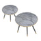 Round Gold Metal Accent Nesting Coffee Table Marble Pattern Top Set of 3 Pcs 40*40/50*44/60*48 cm (Ctn Box 1 units)
