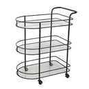 Glass and Metal 2 Tier Serving Cart Coffee Table with Wheels 75*42*90 cm (Ctn Box 1 units)