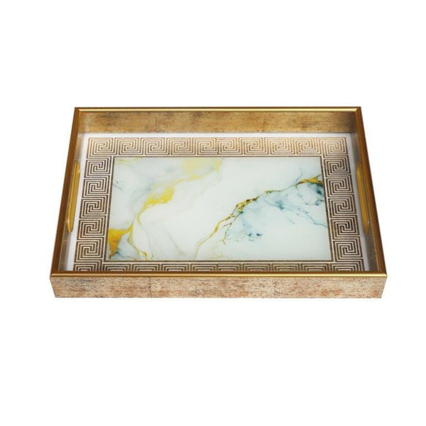 Deco Abstract Design Rectangular MDF Serving Tray Set of 2 Pcs  35*25*4/40*30*4 cm (Ctn Box 8 units)