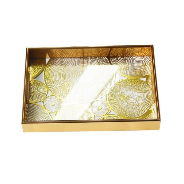 Deco Abstract Design Rectangular MDF Serving Tray Set of 2 Pcs  35*25*4/40*30*4 cm (Ctn Box 8 units)