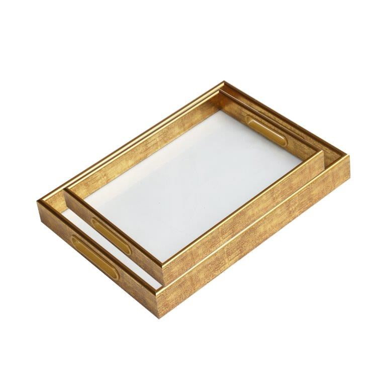 Deco Abstract Design Rectangular MDF Serving Tray Set of 2 Pcs  35*25*4/40*30*4 cm (Ctn Box 8 units)