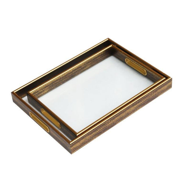 Deco Abstract Design Rectangular MDF Serving Tray Set of 2 Pcs  35*25*4/40*30*4 cm (Ctn Box 8 units)