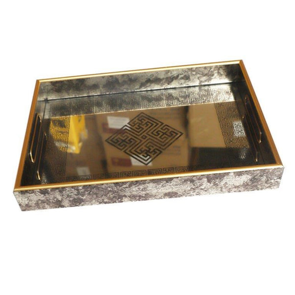 Deco Abstract Design Round MDF Serving Tray Set of 2 Pcs  35*25*4/40*30*4 cm (Ctn Box 8 units)