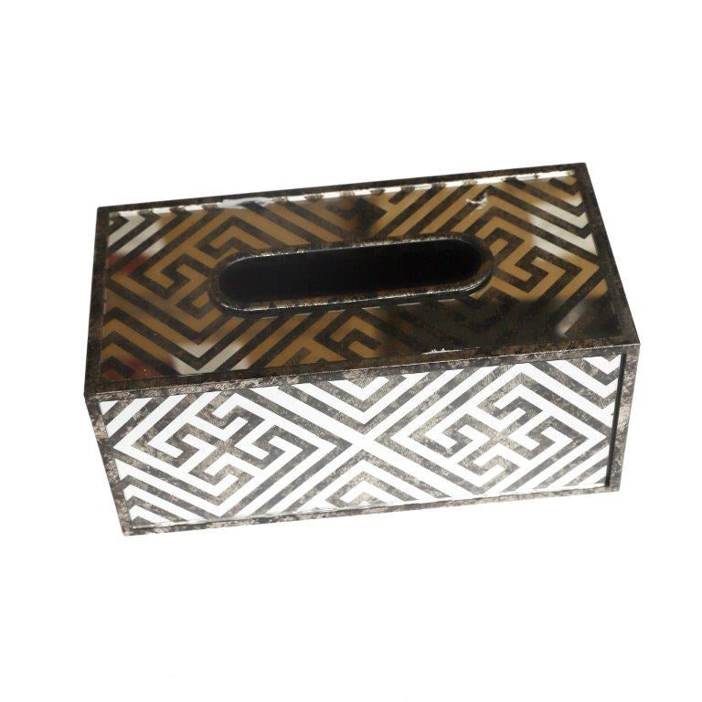 Glass and MDF Deco Tissue Box and Basket Set 24*12*10 cm (Ctn Box 8 units)