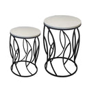 Metal Marbletop Abstract Design Round Side Table Set of 2 38*54/36*48 cm (Ctn Box 1 units)