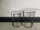 Metal Marbletop Abstract Design Round Side Table Set of 2 38*55/36*50 cm 38*54/36*48 cm (Ctn Box 1 units)