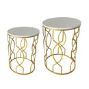 Metal Marbletop Abstract Design Round Side Table Set of 2 38*55/36*50 cm (Ctn Box 1 units)
