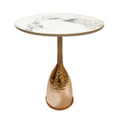Ultra Modern Designer Stone Top Metal Frame Round Side/Centre Table 38*51 cm (Ctn Box 1 units)