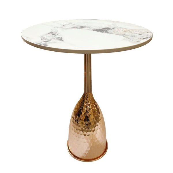 Ultra Modern Designer Stone Top Metal Frame Round Side/Centre Table 38*51 cm (Ctn Box 1 units)