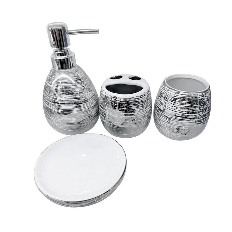 Bathroom Accessories Soap Dispenser Toothbrush Holder Set of 4 Pcs  (Ctn Box 18 units)
