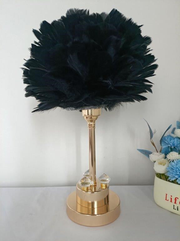 Home Decor Bedside Desktop Table Lamp Metal Base Feather Shade  30*44 cm (Ctn Box 12 units)
