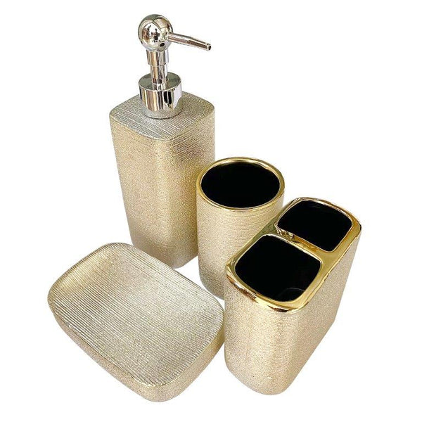 Ceramic Bathroom Accessories Soap Dispenser Toothbrush Holder Set of 4 Pcs 7*18/8*10/11*8.5*4 cm (Ctn Box 18 units)