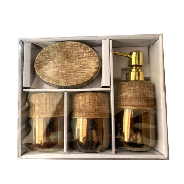Ceramic Bathroom Accessories Soap Dispenser Toothbrush Holder Set of 4 Pcs 12*8.5/7.5*18.5/7*10 cm (Ctn Box 24 units)