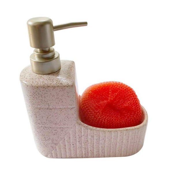 Ceramic Bathroom Accessories Soap Dispenser Pump and Sponge 16*6.5*18 (Ctn Box 36 units)