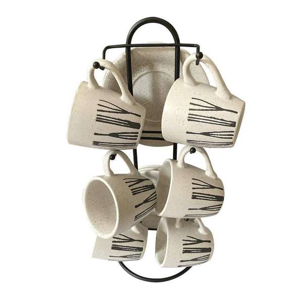 Ceramic Coffee Mug and Bowl Set with Stand 14*12*28.5/100cc/11 cm ** (Ctn Box 12 units)