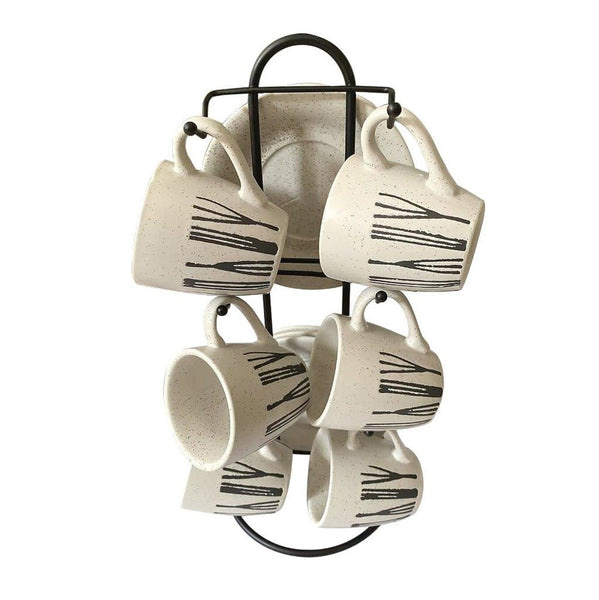 Ceramic Coffee Mug and Bowl Set with Stand 14*12*28.5/100cc/11 cm ** (Ctn Box 12 units)