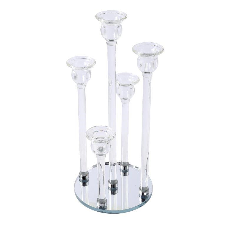 Home Decor Crystal Decor Table Top Candleholder 5 Arms  37 cm (Ctn Box 8 units)