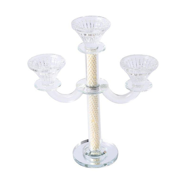 Home Decor Crystal Decor Table Top Candleholder 3 Arms  28 cm (Ctn Box 10 units)