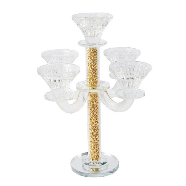 Home Decor Crystal Decor Table Top Candleholder 5 Arms  28 cm (Ctn Box 8 units)
