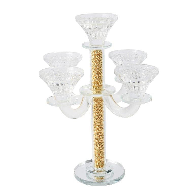 Home Decor Crystal Decor Table Top Candleholder 5 Arms  28 cm (Ctn Box 8 units)