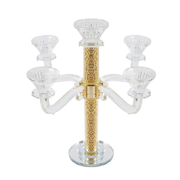 Home Decor Crystal Decor Table Top Candleholder 5 Arms  36 cm (Ctn Box 6 units)