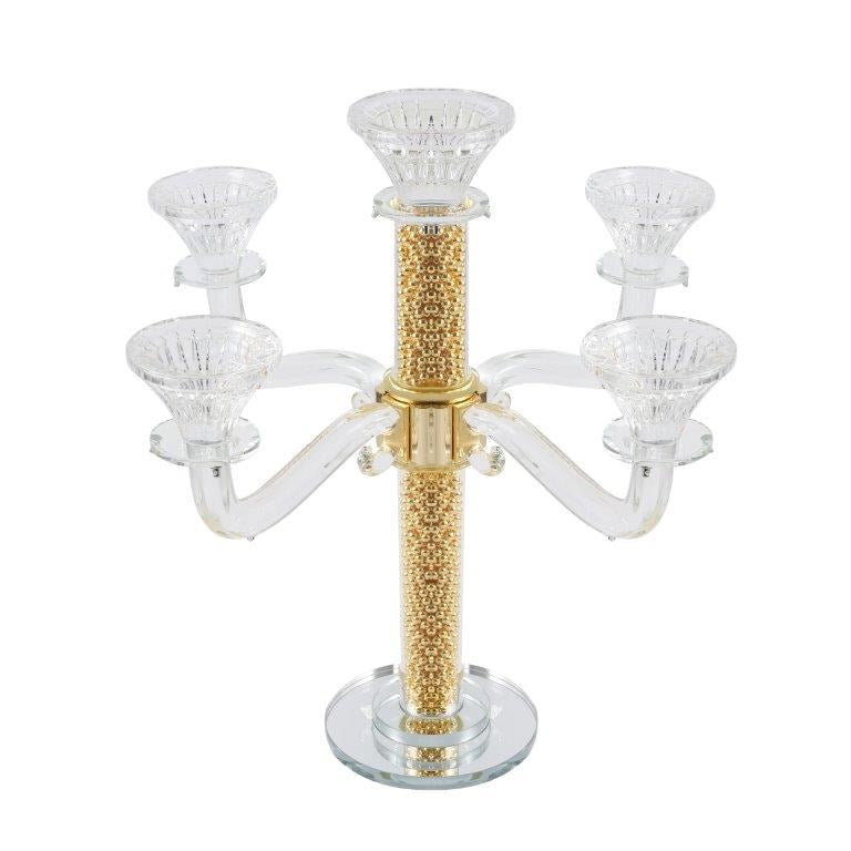 Home Decor Crystal Decor Table Top Candleholder 5 Arms  36 cm (Ctn Box 6 units)