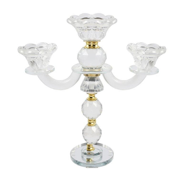 Home Decor Crystal Decor Table Top Candleholder 3 Arms  26 cm (Ctn Box 10 units)