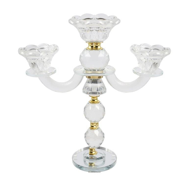 Home Decor Crystal Decor Table Top Candleholder 3 Arms  26 cm (Ctn Box 10 units)