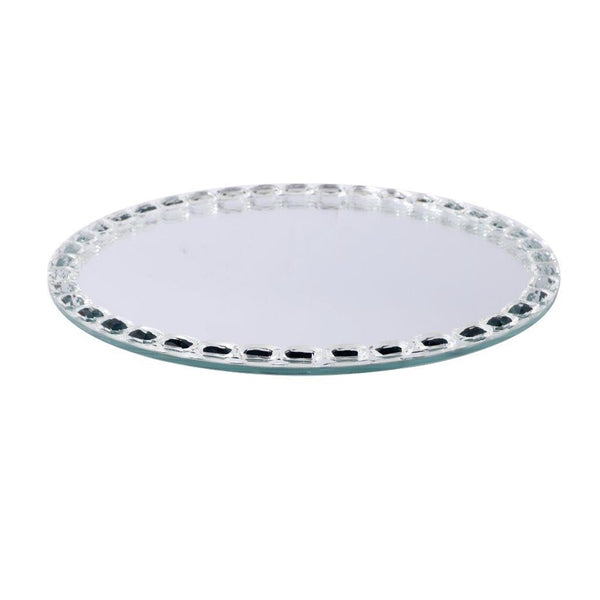 Home Decor Crystal Glass Round Tray Plate  20 cm (Ctn Box 24 units)