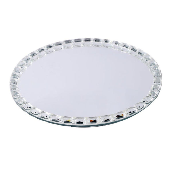 Home Decor Crystal Glass Round Tray Plate  25 cm (Ctn Box 16 units)