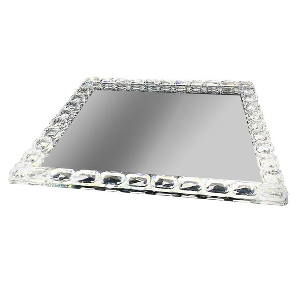Home Decor Crystal Glass Square Tray Plate  25 cm (Ctn Box 16 units)