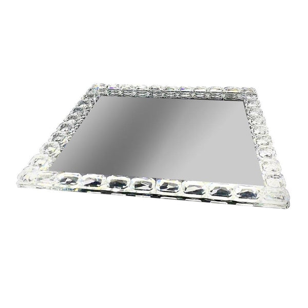 Home Decor Crystal Glass Square Tray Plate  30 cm (Ctn Box 12 units)