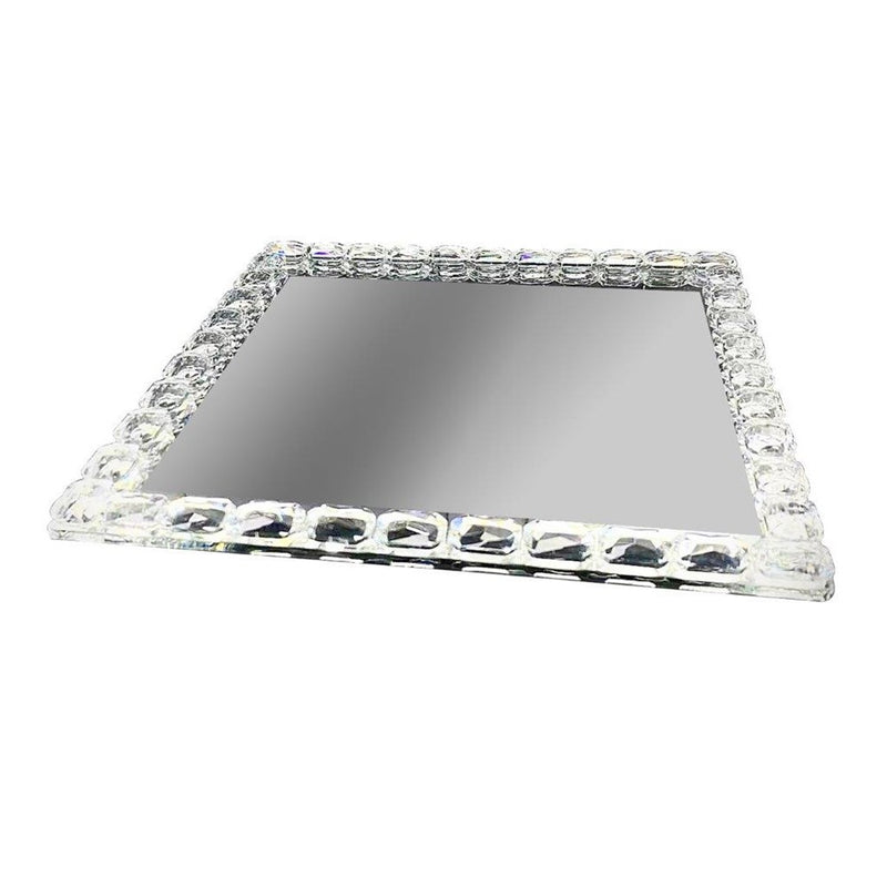 Home Decor Crystal Glass Square Tray Plate  30 cm (Ctn Box 12 units)