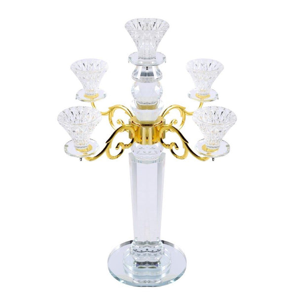 Home Decor Crystal Decor Table Top Candleholder 5 Arms 48 cm (Ctn Box 4 units)
