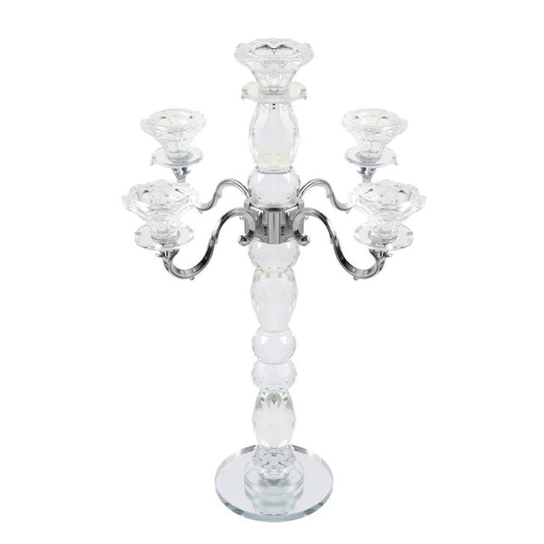 Home Decor Crystal Decor Table Top Candleholder 5 Arms 48 cm (Ctn Box 4 units)