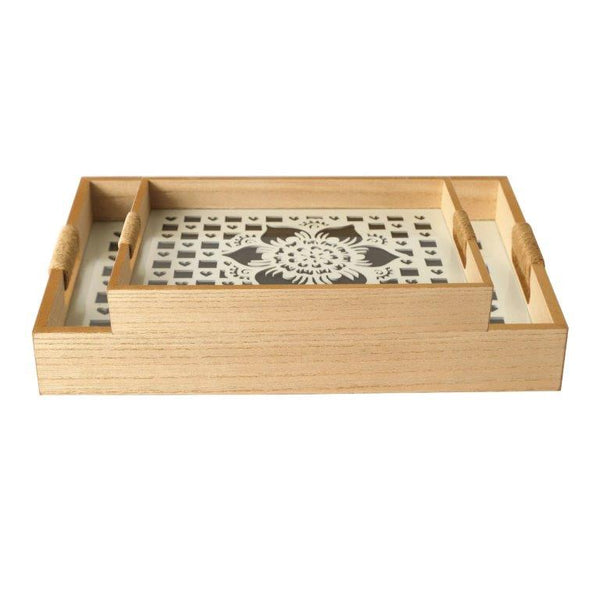 Abstract Deco Food Tray MDF Rectangle Serving Tray Set of 2 Pcs (Ctn Box 12 units)