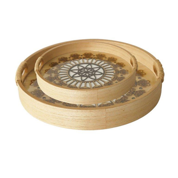 Abstract Deco Food Tray MDF Rectangle Serving Tray Set of 2 Pcs (Ctn Box 12 units)