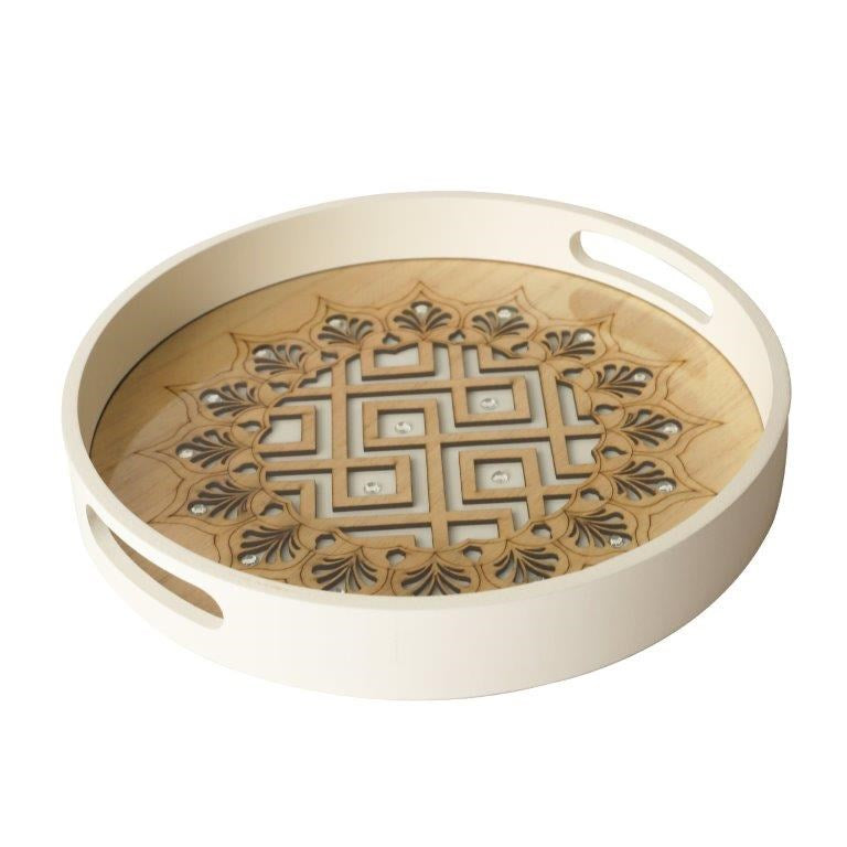 Abstract Deco Food Tray MDF Rectangle Serving Tray Set of 2 Pcs (Ctn Box 12 units)