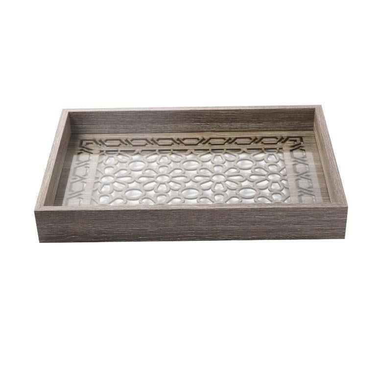 Abstract Deco Food Tray MDF Rectangle Serving Tray Set of 2 Pcs 34*23/39*29 cm (Ctn Box 12 units)