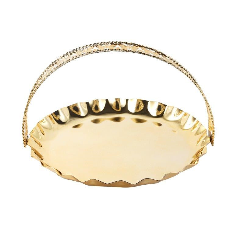 Golden Metal Craft Fruit Basket Style Round Deco Tray 29*29*21 cm (Ctn Box 12 units)