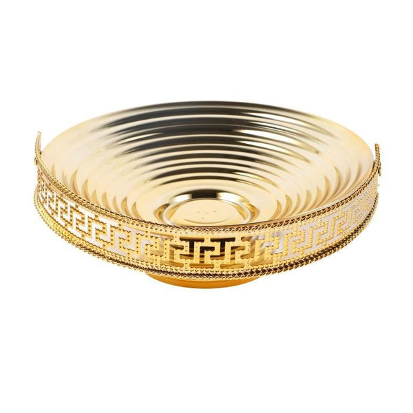 Golden Metal Craft Fruit Basket Style Round Deco Tray 25*25*19 cm (Ctn Box 24 units)