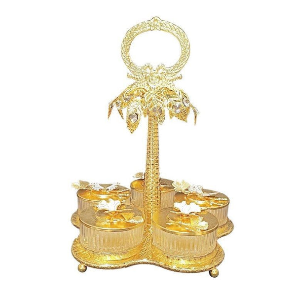 Deco Metal Fruit and Appetizer Jar Set with Deco Stand 30*30*40 cm (Ctn Box 8 units)