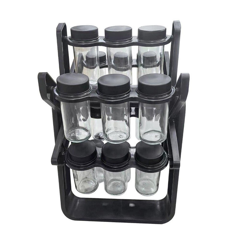 Spice Jar and Seasoning Jar Set of 16 Pcs with Stand 9.5*4/27*32 cm ** (Ctn Box 12 units)
