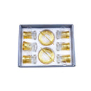 Moroccan Design Gold Drinking Glass Tea Cups and Saucer Set of 6 Pcs 11/5.5*8 cm ** (Ctn Box 8 units)