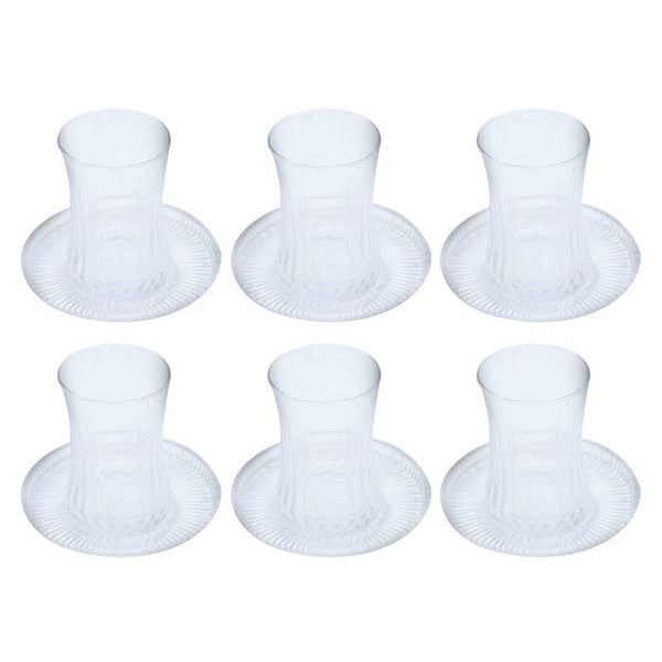 Glass Istikani Tea cup and Saucer Set of 6 Pcs** 6*9/11 cm (Ctn Box 12 units)