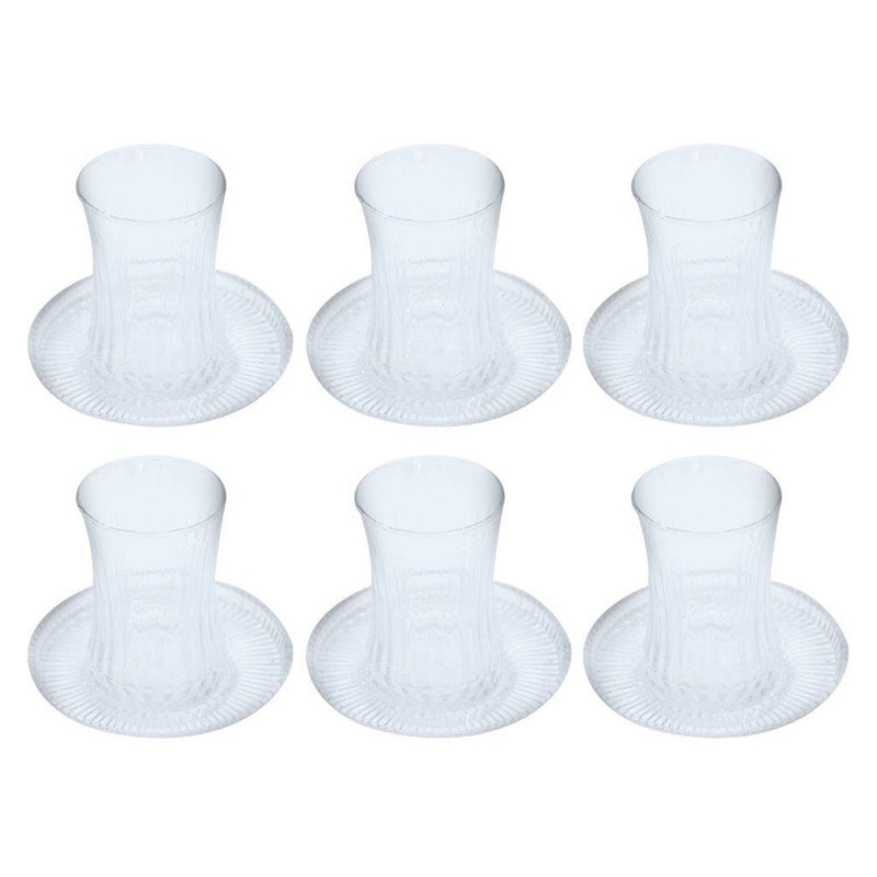Glass Istikani Tea cup and Saucer Set of 6 Pcs** 6*9/11 cm (Ctn Box 12 units)