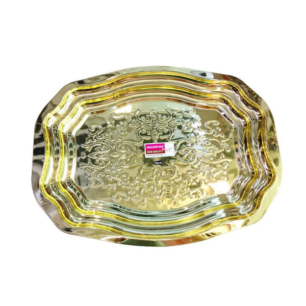 Gold Plated Stainless Steel Serving Tray 50 cm (Ctn Box 50 units)