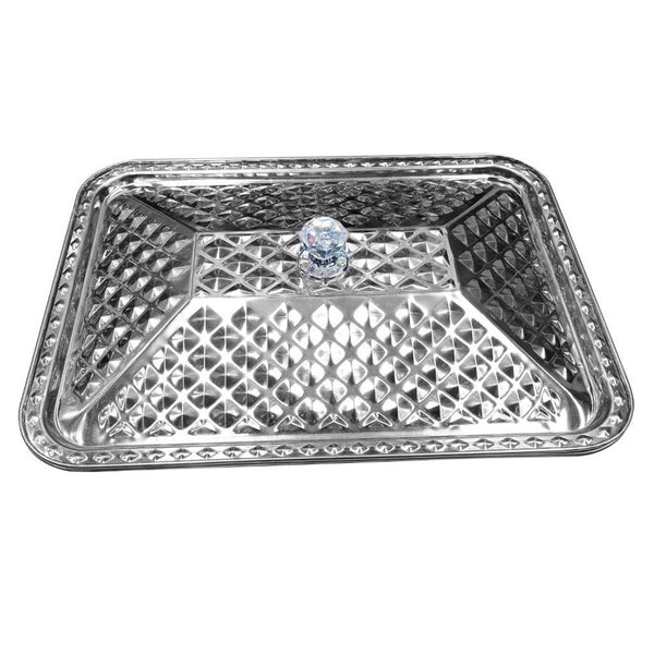 Silver Plated Stainless Steel Hammered Serving Tray with Lid 36*27*7 cm (Ctn Box 50 units)