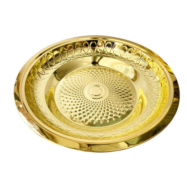 Gold Plated Stainless Steel Biryani Plate with Lid 40 cm (Ctn Box 24 units)